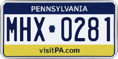 PA license plate MHX0281