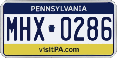 PA license plate MHX0286