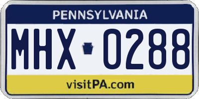 PA license plate MHX0288
