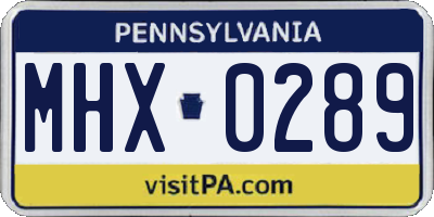 PA license plate MHX0289