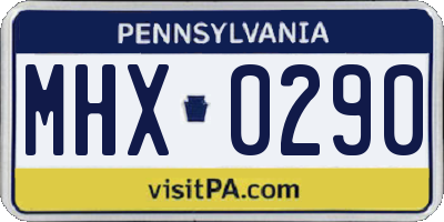 PA license plate MHX0290