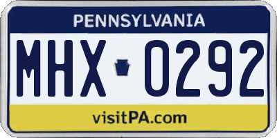 PA license plate MHX0292