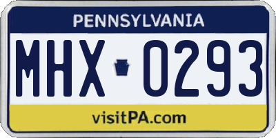PA license plate MHX0293