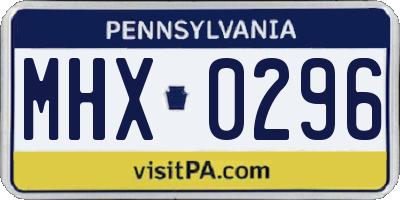 PA license plate MHX0296