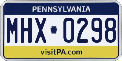 PA license plate MHX0298