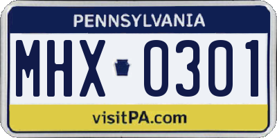 PA license plate MHX0301