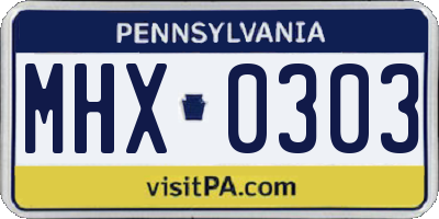 PA license plate MHX0303