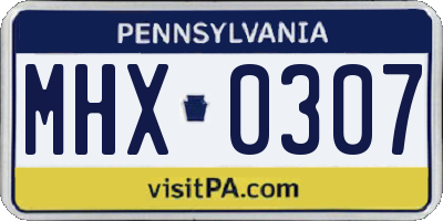 PA license plate MHX0307