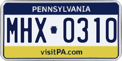 PA license plate MHX0310