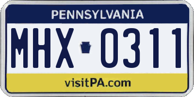 PA license plate MHX0311