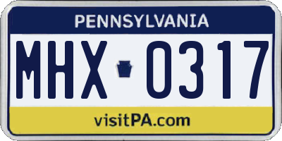 PA license plate MHX0317