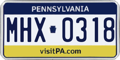 PA license plate MHX0318
