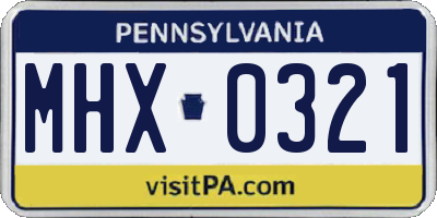 PA license plate MHX0321