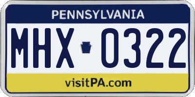 PA license plate MHX0322