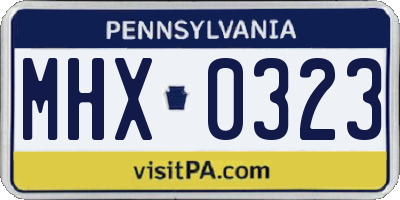 PA license plate MHX0323