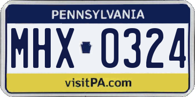 PA license plate MHX0324