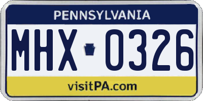 PA license plate MHX0326