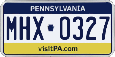 PA license plate MHX0327
