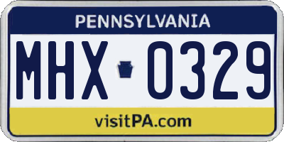 PA license plate MHX0329