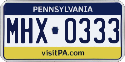 PA license plate MHX0333