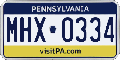 PA license plate MHX0334
