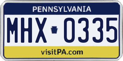 PA license plate MHX0335