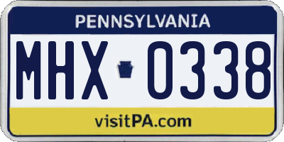 PA license plate MHX0338