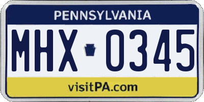 PA license plate MHX0345
