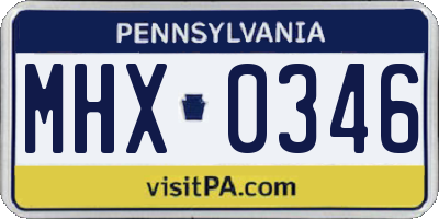 PA license plate MHX0346