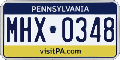 PA license plate MHX0348