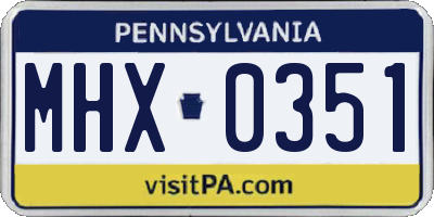 PA license plate MHX0351