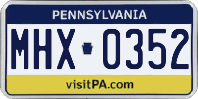 PA license plate MHX0352