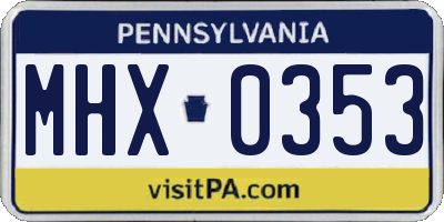 PA license plate MHX0353
