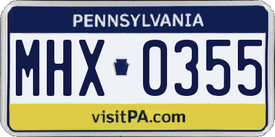 PA license plate MHX0355