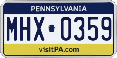 PA license plate MHX0359