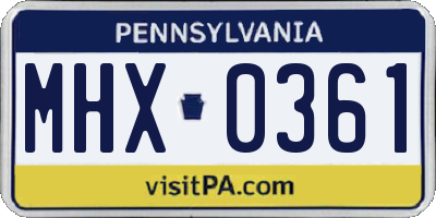 PA license plate MHX0361