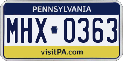 PA license plate MHX0363