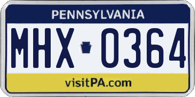 PA license plate MHX0364