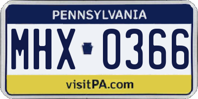 PA license plate MHX0366