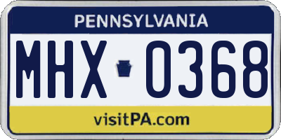 PA license plate MHX0368