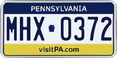 PA license plate MHX0372