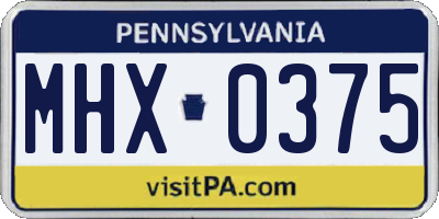 PA license plate MHX0375
