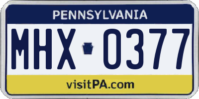 PA license plate MHX0377