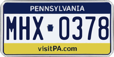 PA license plate MHX0378