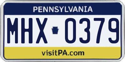 PA license plate MHX0379