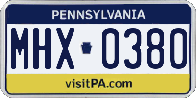 PA license plate MHX0380