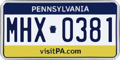 PA license plate MHX0381