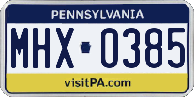 PA license plate MHX0385