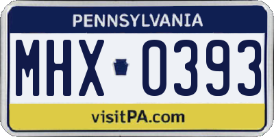 PA license plate MHX0393