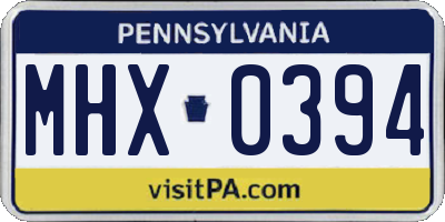 PA license plate MHX0394